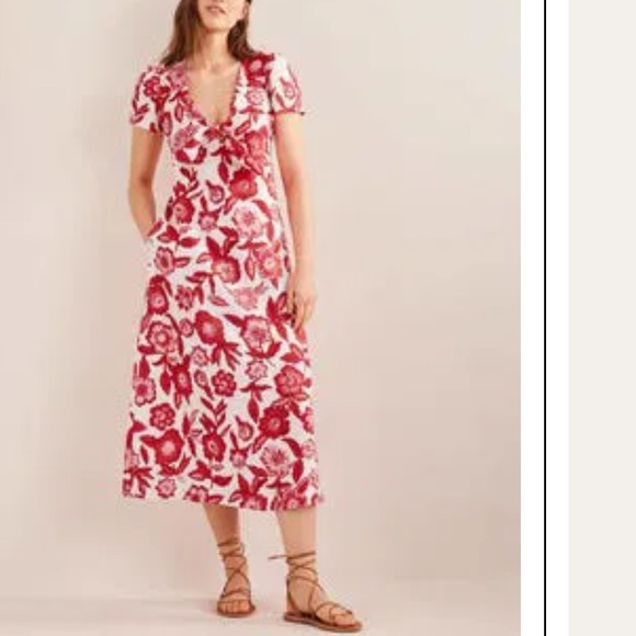 Boden Tie front linen midi dress - Picture 3 of 12